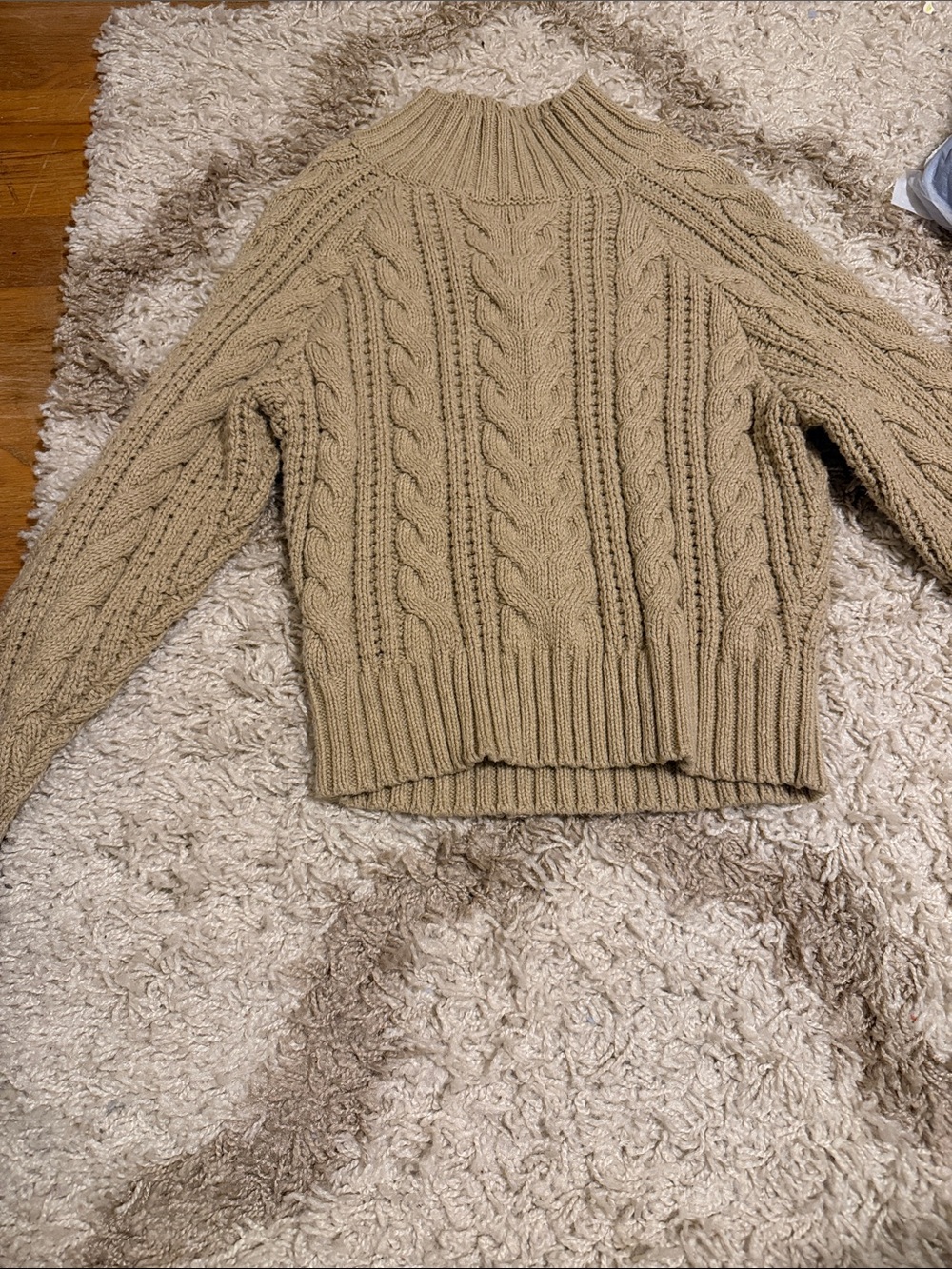 Target Beige Cable-Knit Mock Neck Sweater